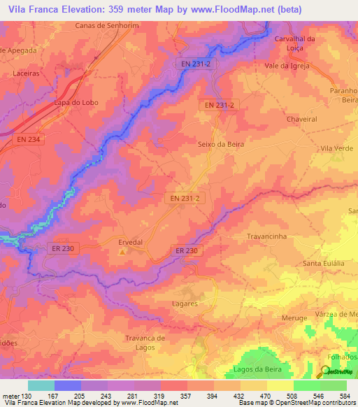 Vila Franca,Portugal Elevation Map
