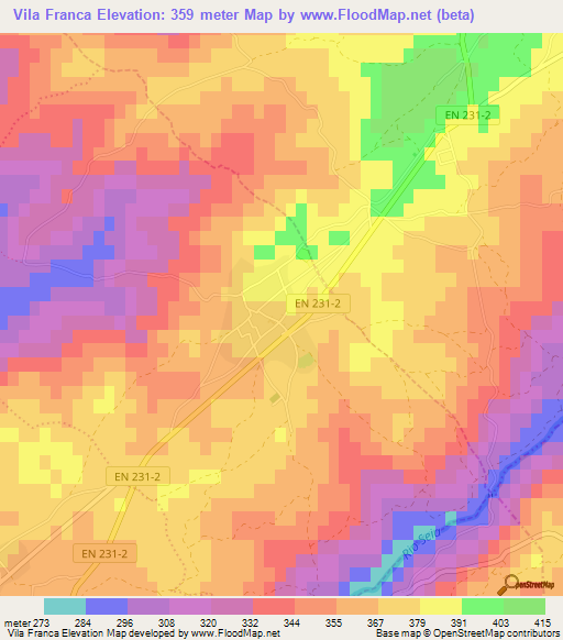 Vila Franca,Portugal Elevation Map