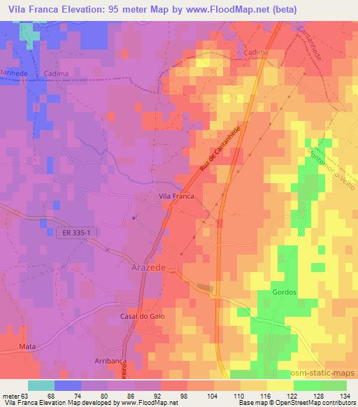 Vila Franca,Portugal Elevation Map