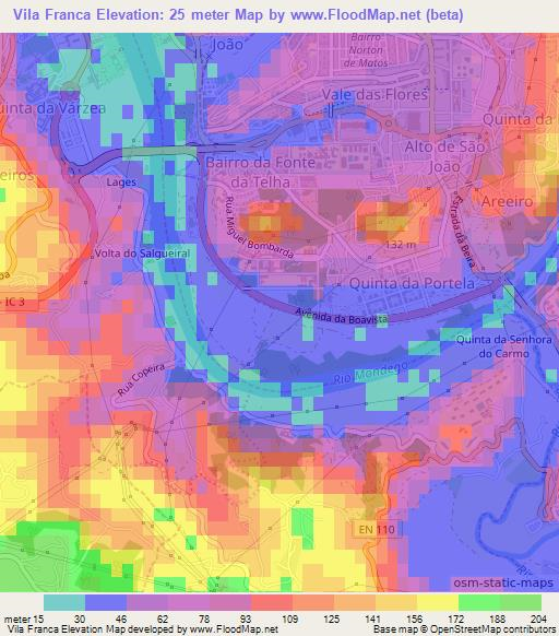 Vila Franca,Portugal Elevation Map