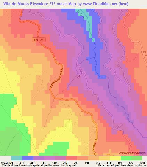 Vila de Muros,Portugal Elevation Map