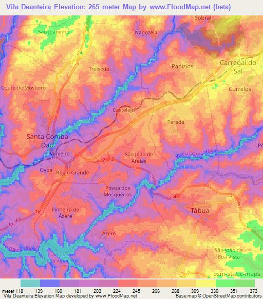 Vila Deanteira,Portugal Elevation Map
