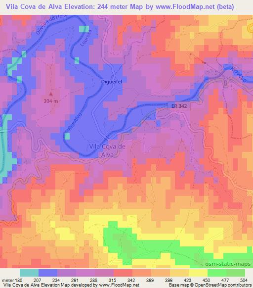 Vila Cova de Alva,Portugal Elevation Map