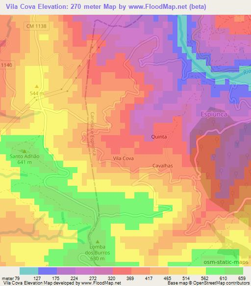 Vila Cova,Portugal Elevation Map