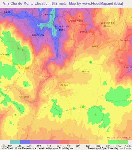 Vila Cha do Monte,Portugal Elevation Map