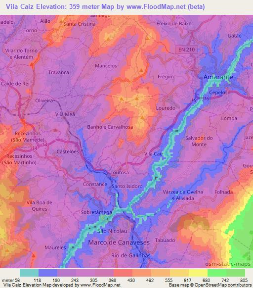 Vila Caiz,Portugal Elevation Map