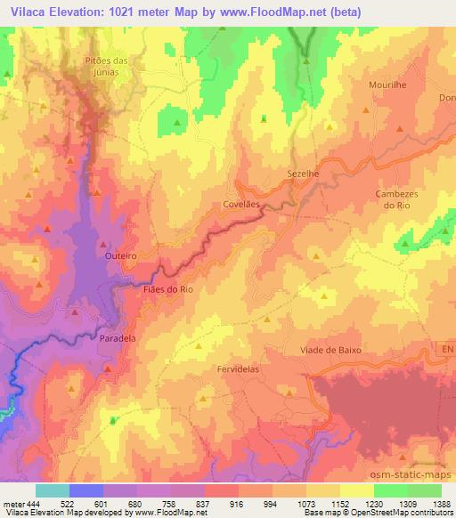 Vilaca,Portugal Elevation Map