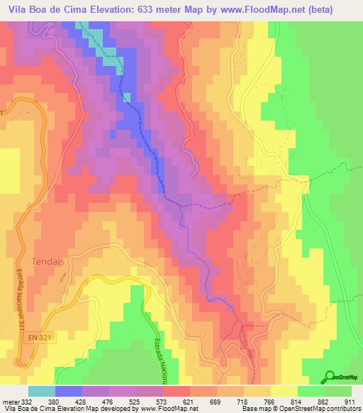 Vila Boa de Cima,Portugal Elevation Map