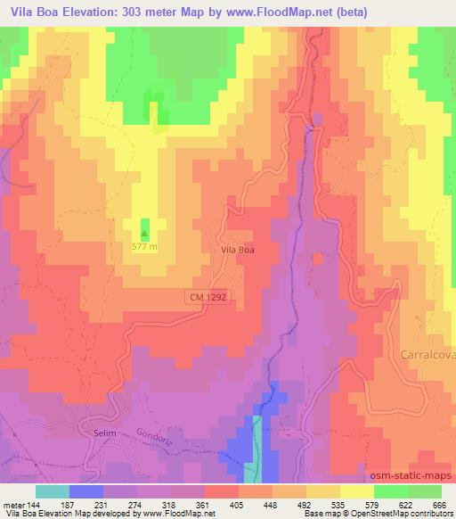 Vila Boa,Portugal Elevation Map