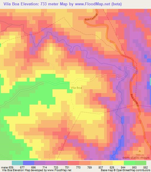 Vila Boa,Portugal Elevation Map