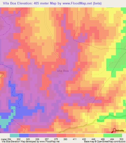 Vila Boa,Portugal Elevation Map