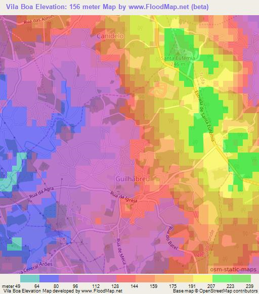 Vila Boa,Portugal Elevation Map