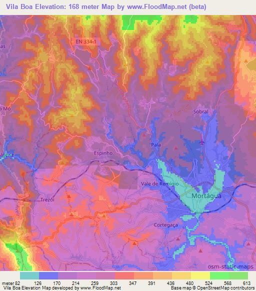 Vila Boa,Portugal Elevation Map