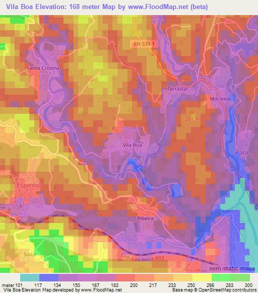 Vila Boa,Portugal Elevation Map