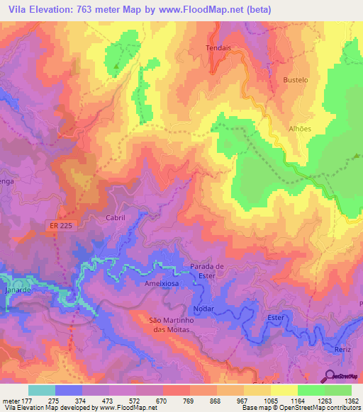 Vila,Portugal Elevation Map