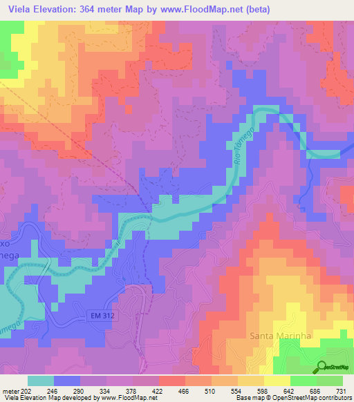Viela,Portugal Elevation Map