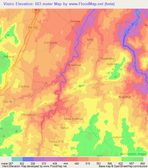 Vieiro,Portugal Elevation Map