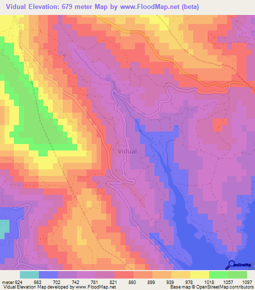 Vidual,Portugal Elevation Map