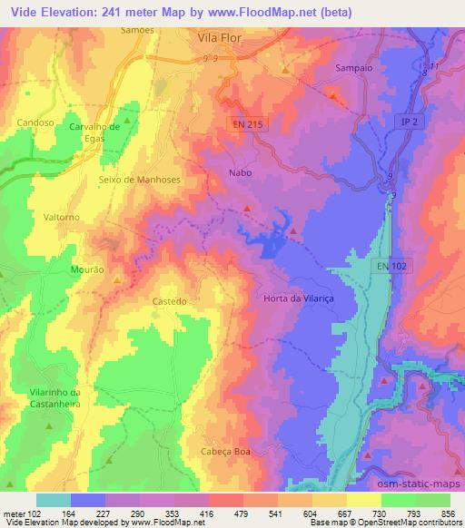 Vide,Portugal Elevation Map