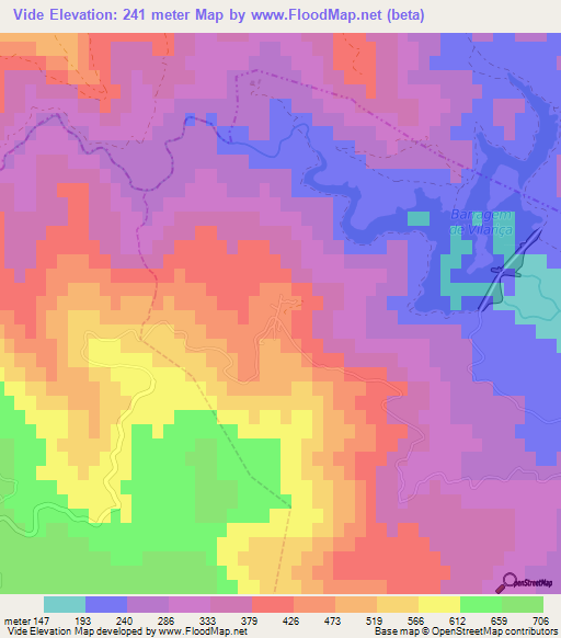 Vide,Portugal Elevation Map