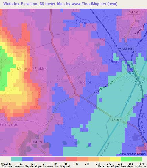 Viatodos,Portugal Elevation Map