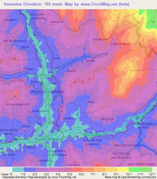 Vessadas,Portugal Elevation Map