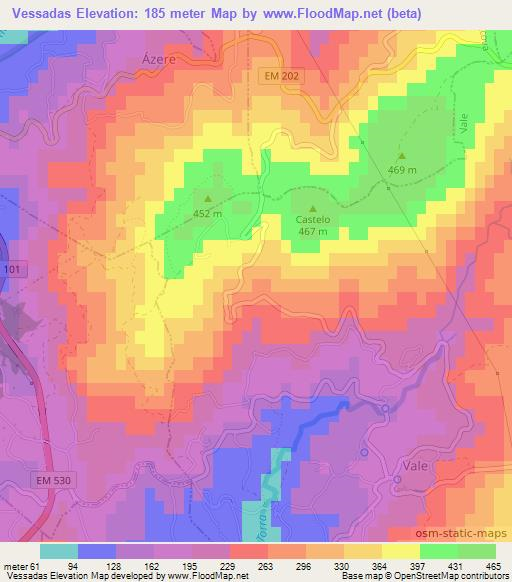Vessadas,Portugal Elevation Map
