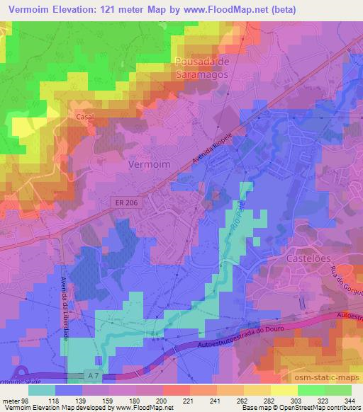 Vermoim,Portugal Elevation Map