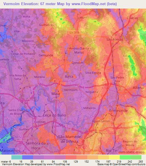 Vermoim,Portugal Elevation Map