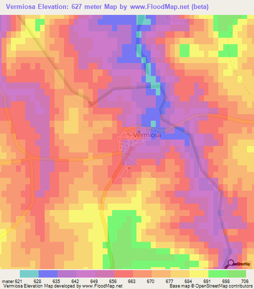Vermiosa,Portugal Elevation Map