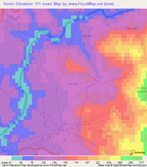 Verim,Portugal Elevation Map