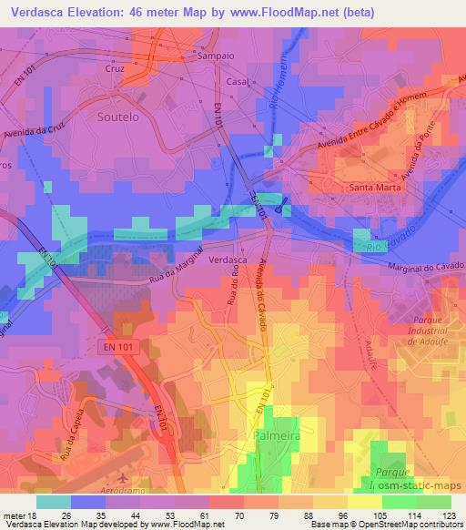 Verdasca,Portugal Elevation Map