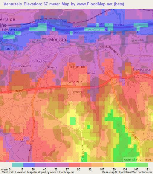 Ventuzelo,Portugal Elevation Map