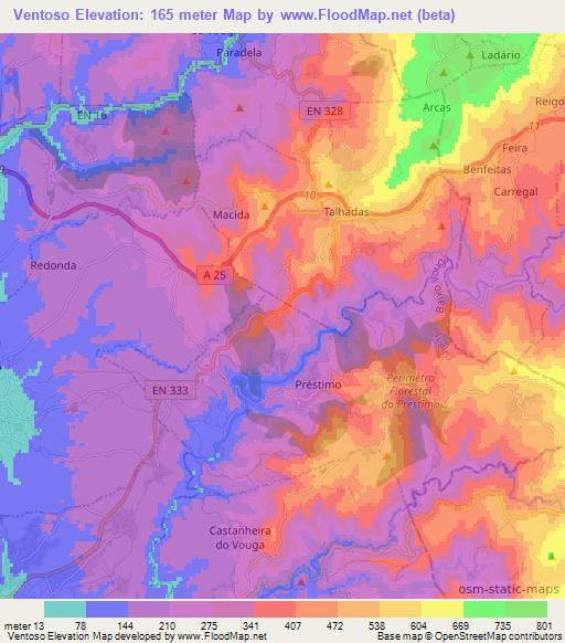 Ventoso,Portugal Elevation Map