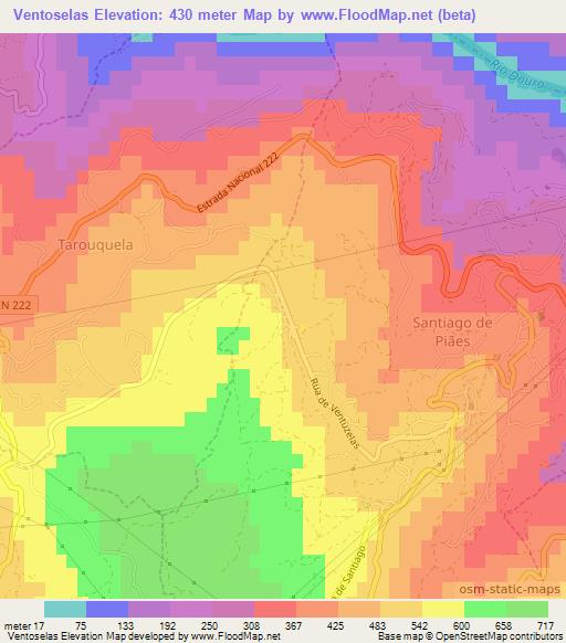 Ventoselas,Portugal Elevation Map