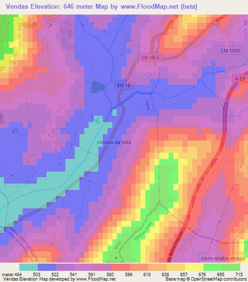 Vendas,Portugal Elevation Map