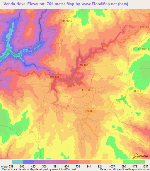Venda Nova,Portugal Elevation Map