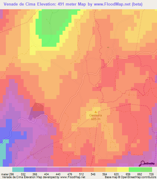 Venade de Cima,Portugal Elevation Map