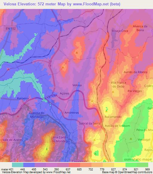 Velosa,Portugal Elevation Map