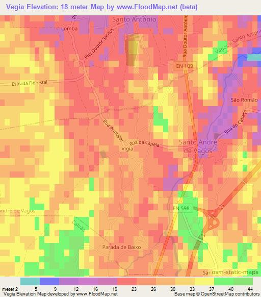 Vegia,Portugal Elevation Map