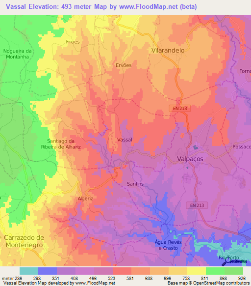 Vassal,Portugal Elevation Map