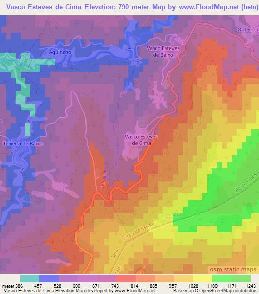Vasco Esteves de Cima,Portugal Elevation Map