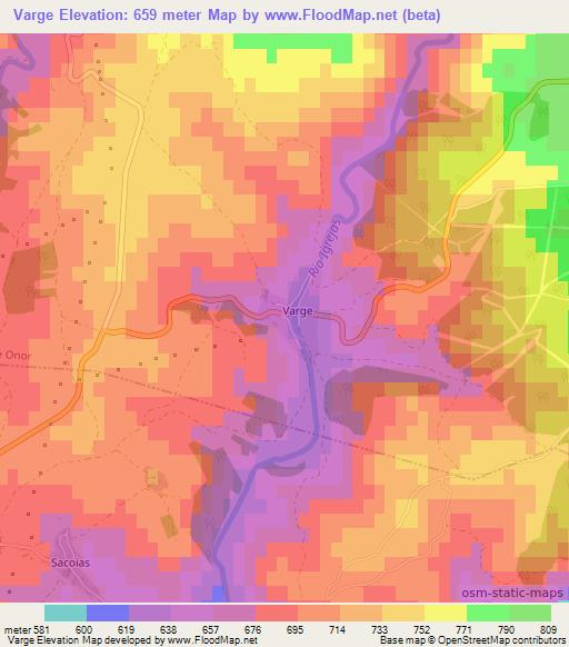 Varge,Portugal Elevation Map