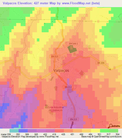 Valpacos,Portugal Elevation Map