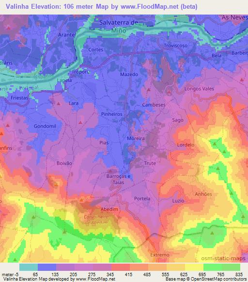 Valinha,Portugal Elevation Map