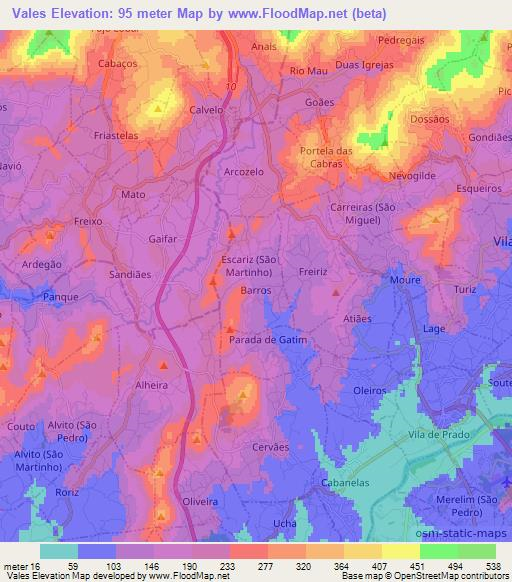 Vales,Portugal Elevation Map