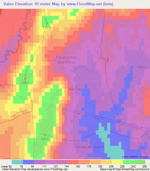 Vales,Portugal Elevation Map