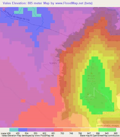Vales,Portugal Elevation Map