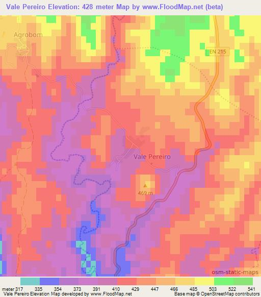 Vale Pereiro,Portugal Elevation Map