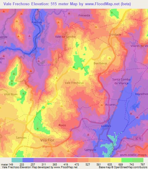 Vale Frechoso,Portugal Elevation Map